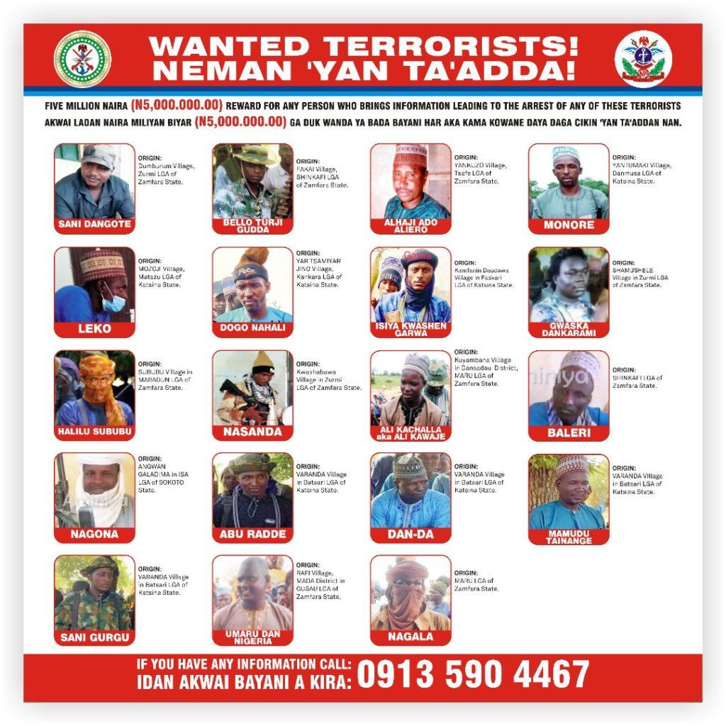DHQ Releases Details of 19 Wanted Terrorist