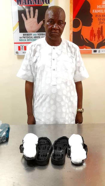 NDLEA nabs man, 56 with cocaine in sandals, declares kingpin wanted