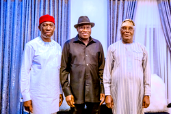 Atiku, Okowa meet Jonathan in Abuja