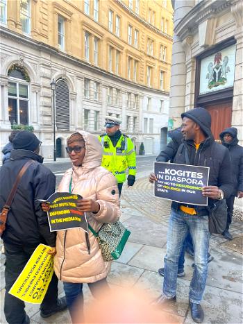 [Photos] Kogi indigenes in UK protest, petition Buhari over resurgence of violence in state