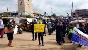 pensioners Again, Abia pensioners protest 45 months arrears
