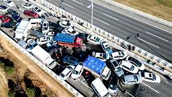 One dies in accident involving 200 vehicles