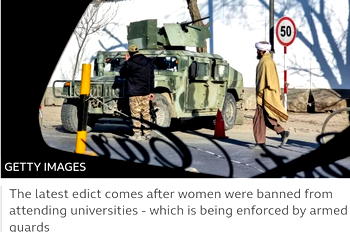 Afghanistan: Taliban bans women from working for NGOs