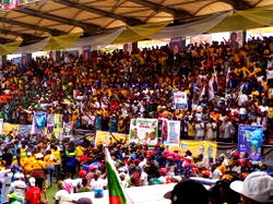 APC supporters storm Johnson Arena Onikan for Sanwo-Olu, Hamzat re-election