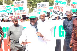 CBN Naira Reforms: Heavy protest hits Abuja, as CSOs warn DSS against plot on Emefiele