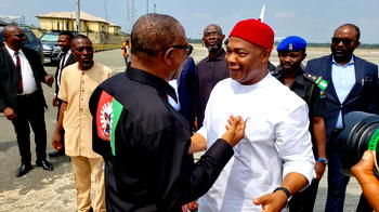 Photos: Uzodinma receives Peter Obi in Imo
