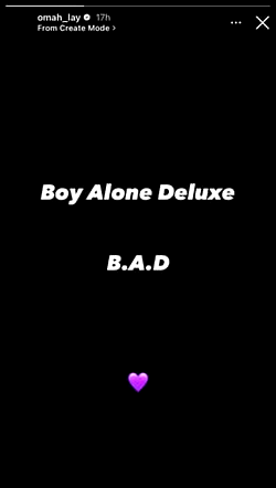 Omah Lay teases debut album ‘Boy Alone’ deluxe version