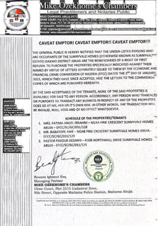 Caveat: Houses in Sunnyvale Estate not for sale