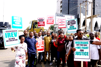 Youths protest election results at National Collation Centre