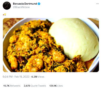 Borussia Dortmund cause excitement with Fufu/Egusi posts &nbsp;