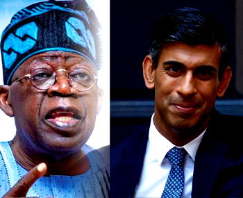 UK prime minister, Sunak congratulates Tinubu on election victory