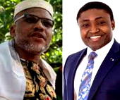 Nnamdi Kanu, IPOB Leader and Simon Ekpa, the Finland-based 'autopilot' IPOB supporter