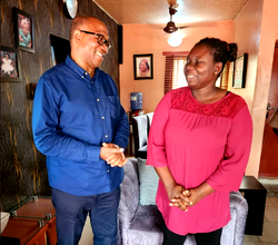 Photos: Obi visits woman stabbed while queuing to vote in Lagos
