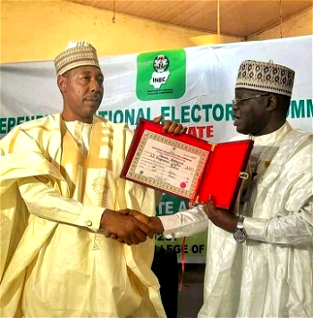 INEC issues Certificates of Return to Zulum, 28 Assembly members