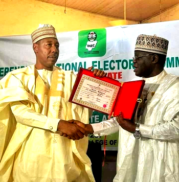 INEC issues Certificates of Return to Zulum, 28 Assembly members