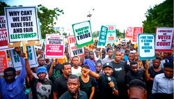 Set up interim govt now, conduct fresh poll, protesters besiege NASS