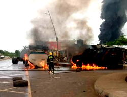 Armoured tank burnt in Lagos tanker fire