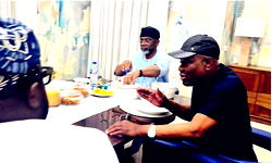 Photos: Gbajabiamila breaks Ramadan fast with Wike in Abuja