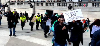 UK protesters demand global action against alleged malpractices in 2023<br>presidential poll