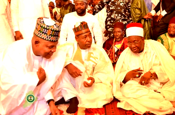 Shettima, Zulum, Shehu lead Muslims to Eid in Maiduguri