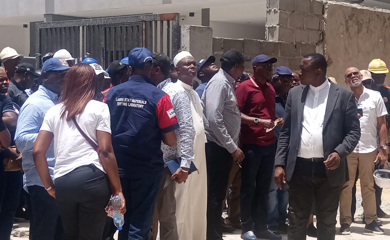 Banana Island building collapse SanwoOlu visits scene, inspects level