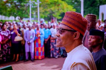 5 Days To Go: Buhari addresses State House Staff (Photos)