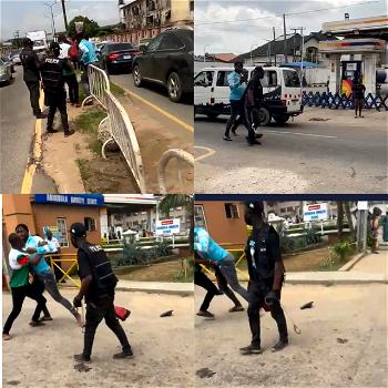 Police spokesperson reacts as officers assault man who refuses to release his phone