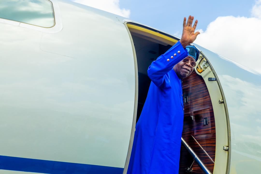Tinubu jets out of Nigeria weeks after returning from Europe