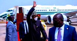 Buhari arrives for commissioning of Dangote refinery