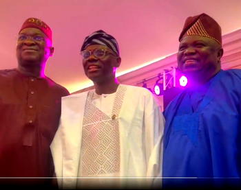 Video: Four years after, Ambode joins Fashola, Sanwo-Olu at reception in honour of Tinubu 