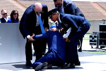 President Biden falls on Air Force stage