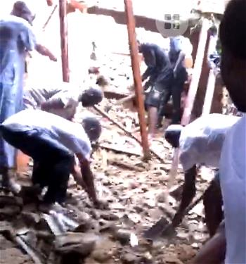 Two children trapped as fence collapses into building in Lagos downpour