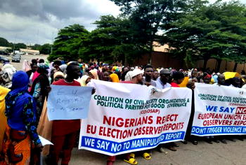 2023 Polls: Withdraw your report, leave us alone, angry protesters storm EU Office