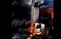 Video: Lagos port on fire, millions of Naira lost