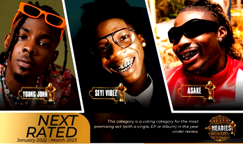 Asake, Young John, Victony, Seyi Vibez nominated for Headies Next Rated Award