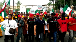 Photos: TUC, transport employers protest ban on operations in Lagos