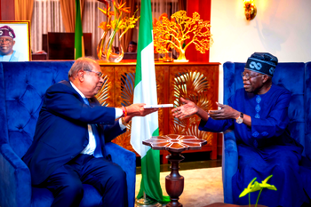 On arrival in India, Tinubu meets Gopichand, Hinduja Group boss