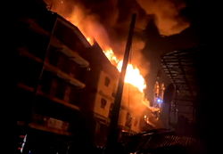Video: Fire guts three buildings in Lagos market