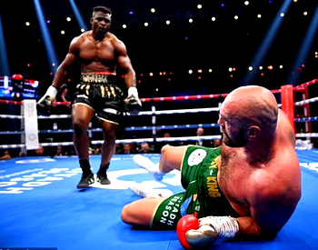 Moment Francis Ngannou knocked down Tyson Fury