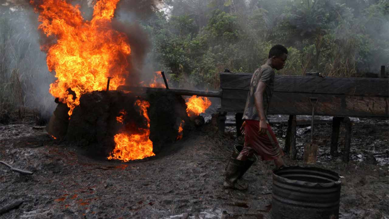 Rivers illegal oil refining site