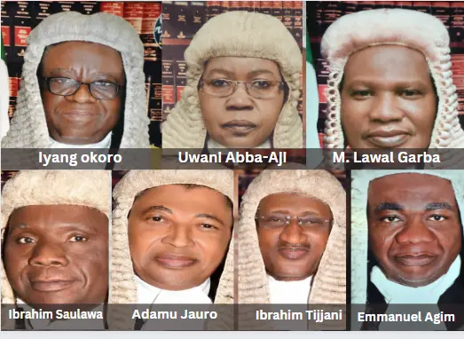 Presidential Tussle: 7 Supreme Court justices who’ll decide Tinubu, Atiku, Obi’s fate today