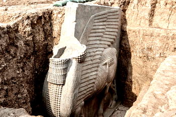 Iraq dig unearths 2,700-year-old winged sculpture largely intact