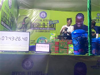 Guinness World Records: Eniola surpasses 50 hours wash-a-thon target