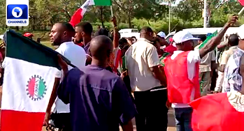 NLC, TUC members protest, block Abuja airport entrance