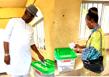Off-season elections: Sylva, wife cast ballots at PU 4, Brass LGA of Bayelsa