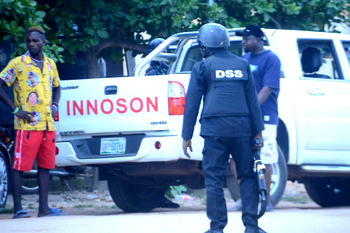 Photos: EFCC, DSS officials storm Dino Melaye polling unit