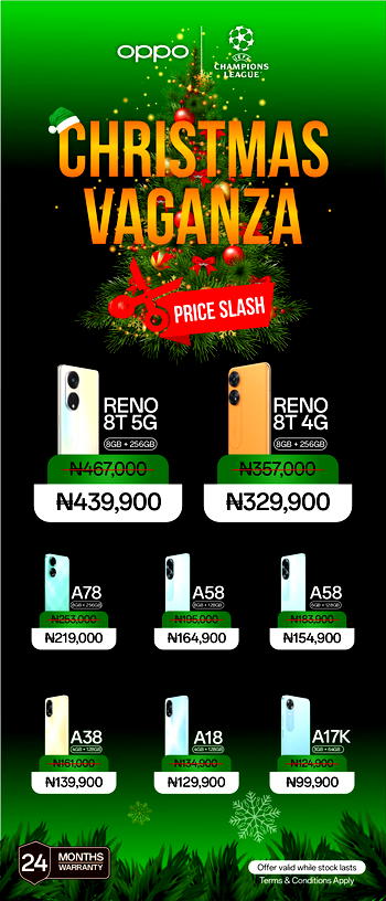 OPPO ChristmasVaganza: OPPO Slash prices of their Phones to celebrate Christmas with Customers and fans