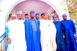 Photos: Buhari hosts former cabinet members in Daura
