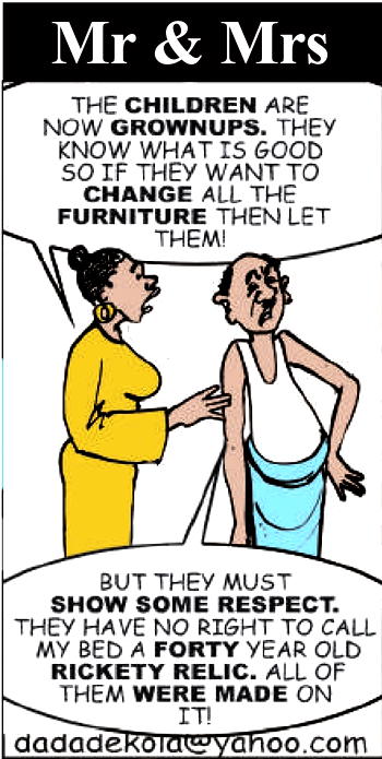 Cartoon: Children disrespect Mr & Mrs’ bed; yes, that bed