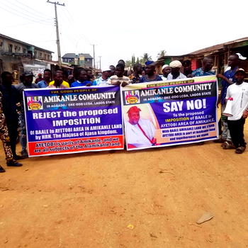 Lagos youth protests planned imposition of Baale in Aminkale community